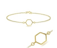 Gold Plated Geometric Silver Bracelet BRS-211-GP